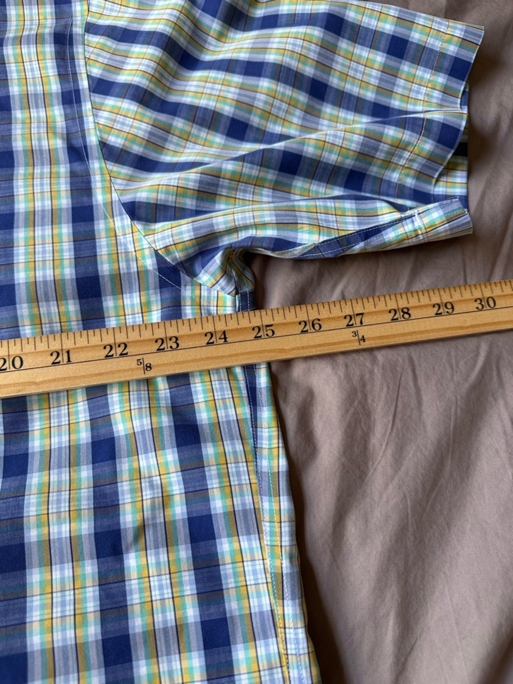 Brooks Brothers Blue Yellow Plaid Short-Sleeve Original Polo 100% Cotton Mens L - Picture 5 of 6
